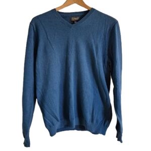 Wallin & Bros cashmere cotton blend v neck sweater